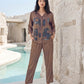 Rust Matrix Satin Night Co-ord Set
