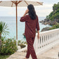 Rust Matrix Satin Night Co-ord Set