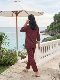 Rust Matrix Satin Night Co-ord Set