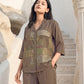 Olive Mosaic Satin Night Co-ord Set