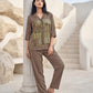 Olive Mosaic Satin Night Co-ord Set