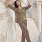 Olive Mosaic Satin Night Co-ord Set