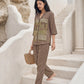 Olive Mosaic Satin Night Co-ord Set