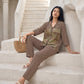 Olive Mosaic Satin Night Co-ord Set