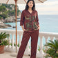 Rust Matrix Satin Night Co-ord Set