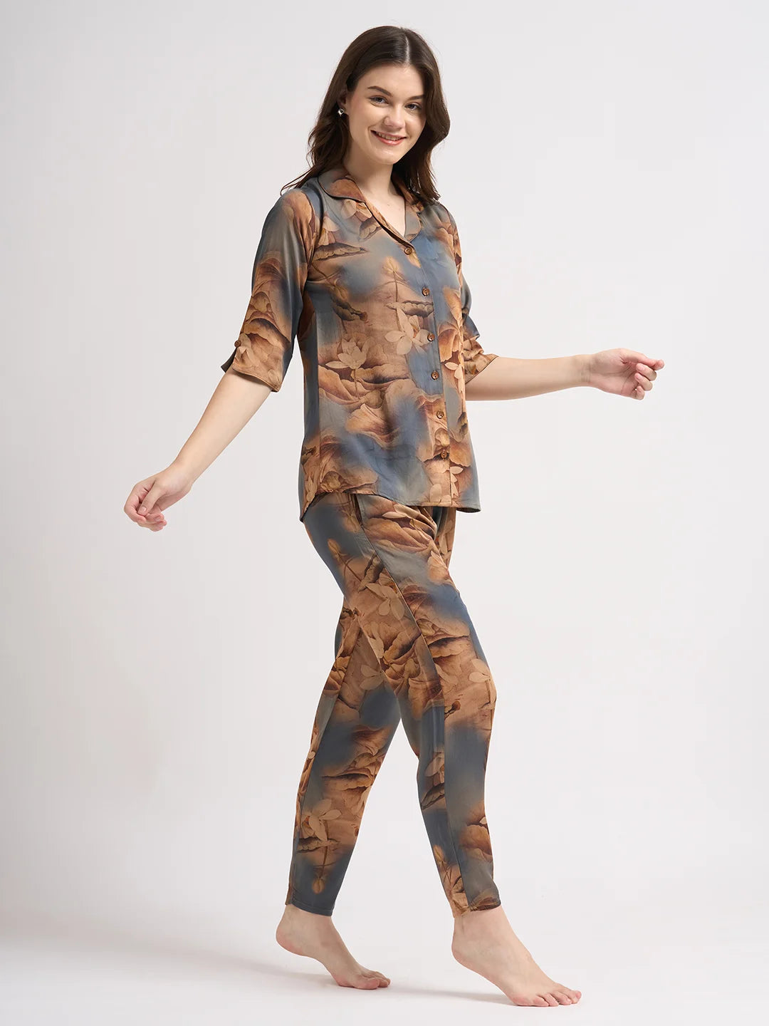 Copper Glow - Silky Lounge Night Suit