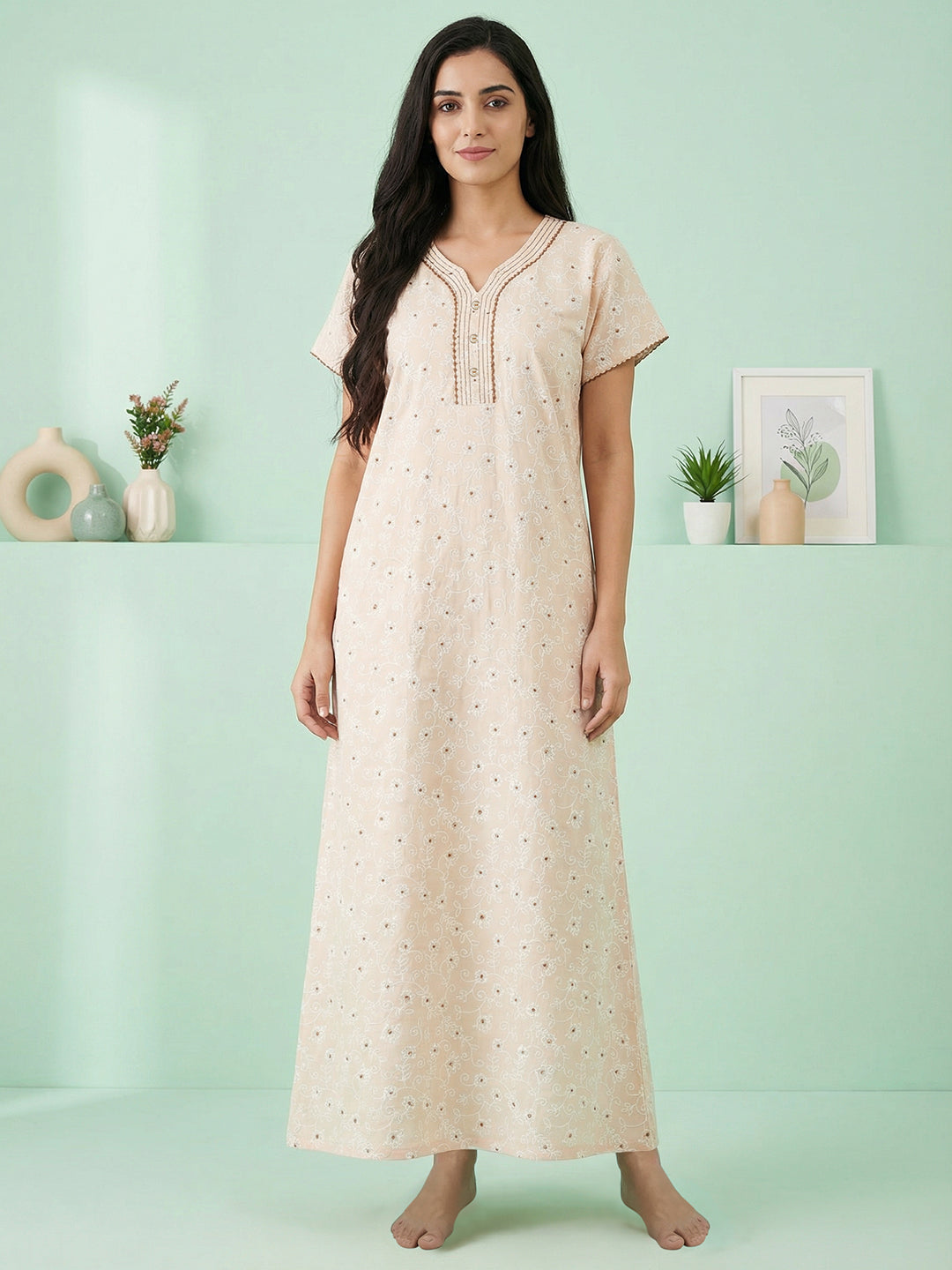 Alpine - Elegant Printed Maxi Nightdress