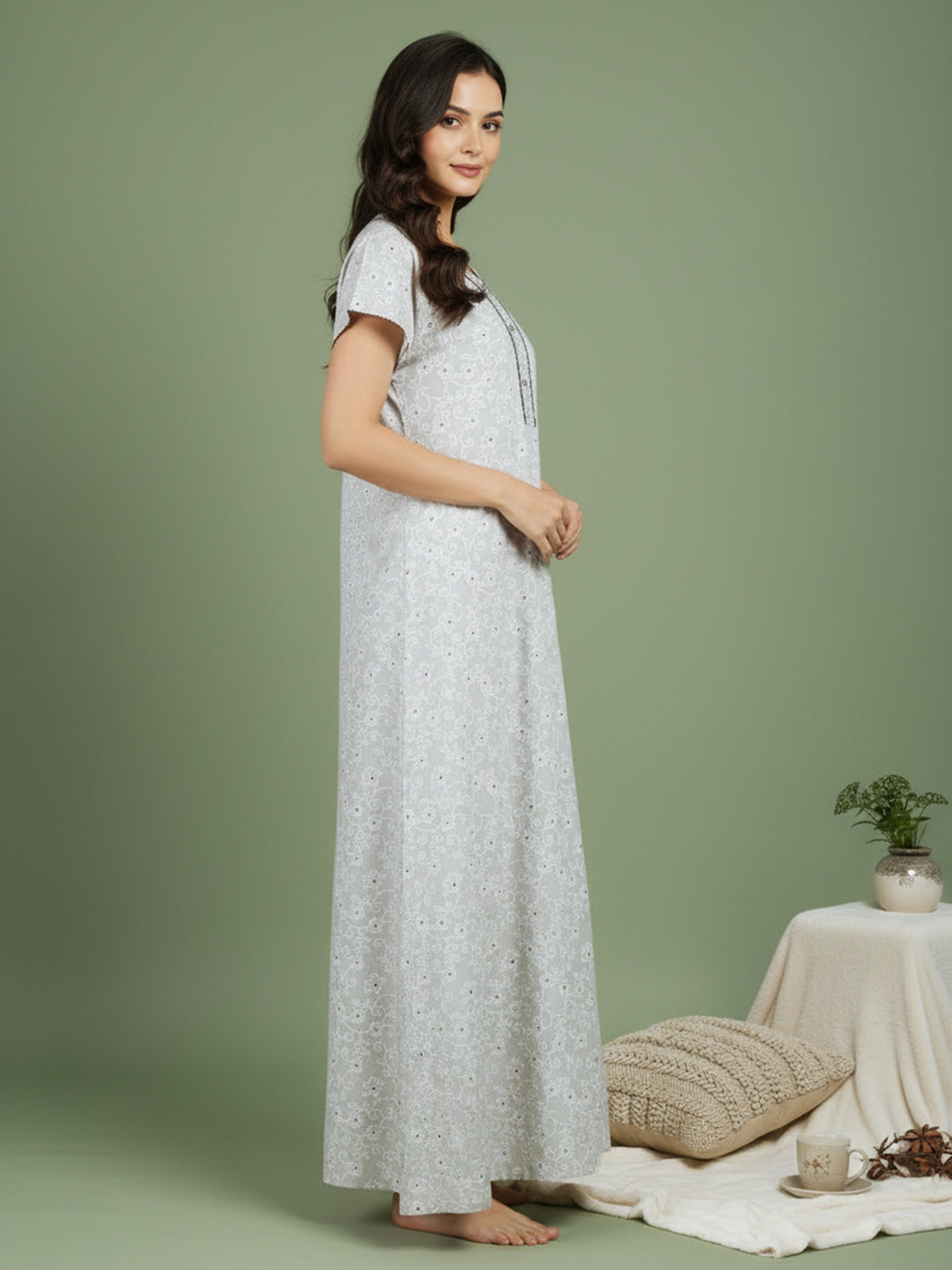 Alpine - Elegant Printed Maxi Nightdress