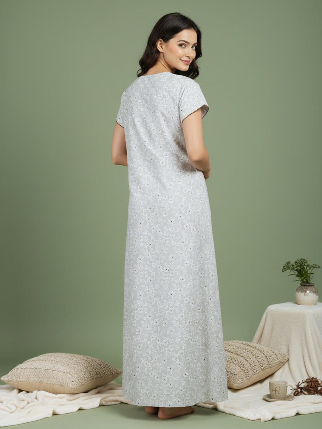Alpine - Elegant Printed Maxi Nightdress