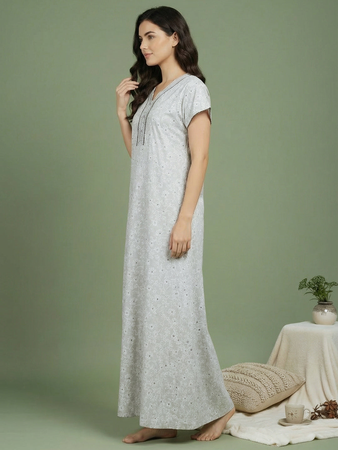 Alpine - Elegant Printed Maxi Nightdress
