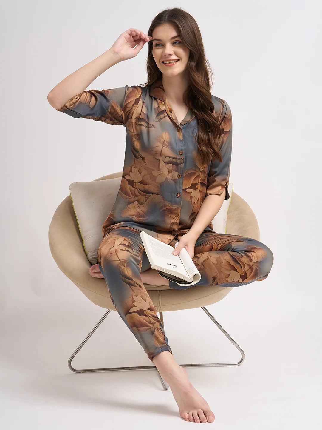 Copper Glow - Silky Lounge Night Suit