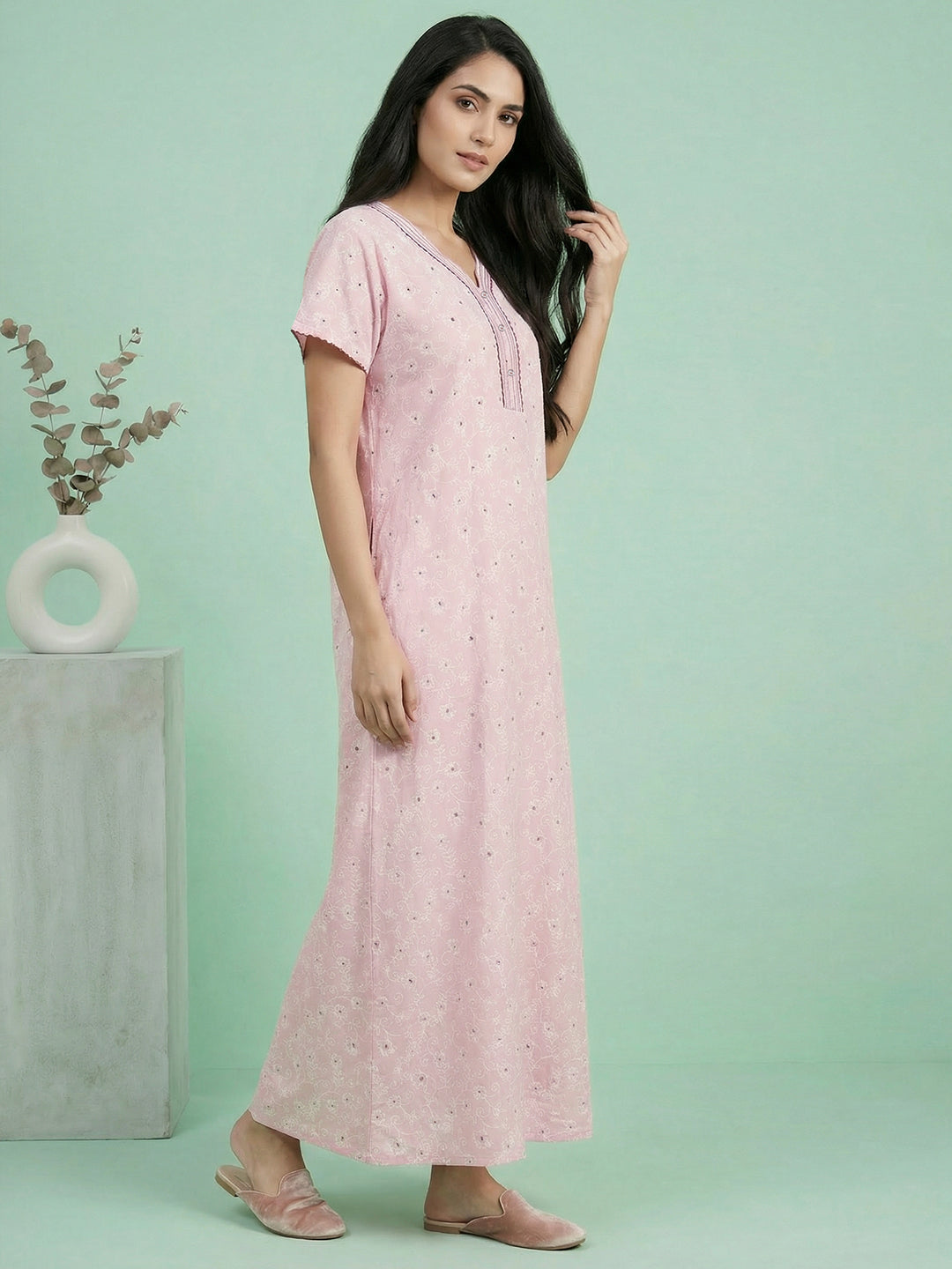 Alpine - Elegant Printed Maxi Nightdress